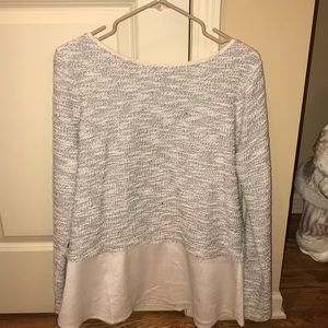 White/Black Sweater with Blouse Bottom